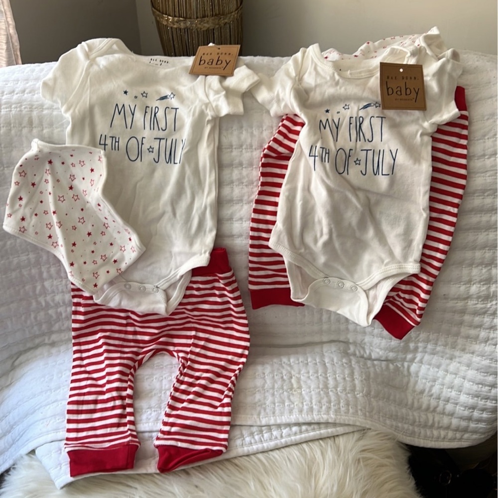 NWT Rae Dunn Baby 3 pc set Size 6-9 mos